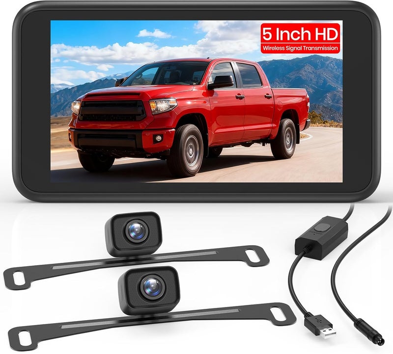 AUTO-VOX Wireless Backup Camera:1080P HD Dual-Channel Monitor, Easy Installation,Stable Digital Transmission Signal,IP69K Waterproof Night Vision Back Up Camera for Truck,SUV,Car,Vans - Image 1